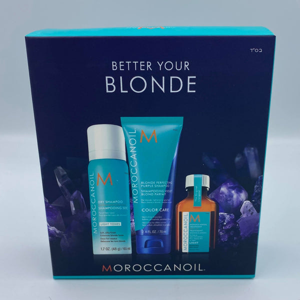 Moroccanoil Better Your Blonde Set inkl. dry shampoo light, treatment & purple shampoo